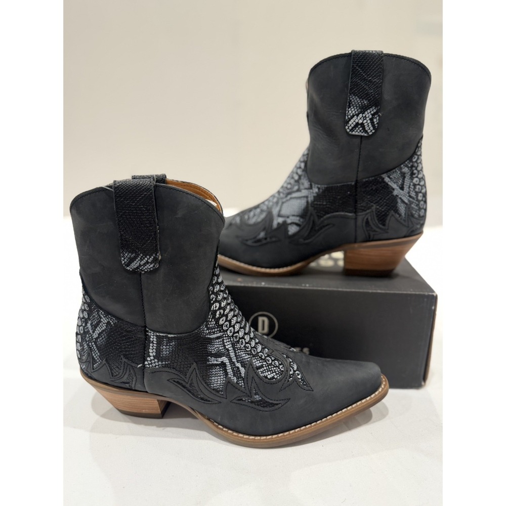 DINGO Cobra Kiss Leather Boots cowboy 9M Womens Black/Grey Snake Western Booties